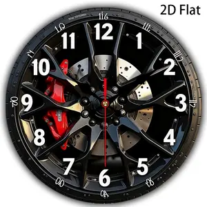 1pc Automotive Wheel Hub Mechanical Style | Silent Round Swiss Quartz Wall Clock Decorative, Analog Clock, Suitable for Bedroom, Living Room, Office, Kitchen Decoration - 10/12 Inch (without AA battery) Christmas Decorations