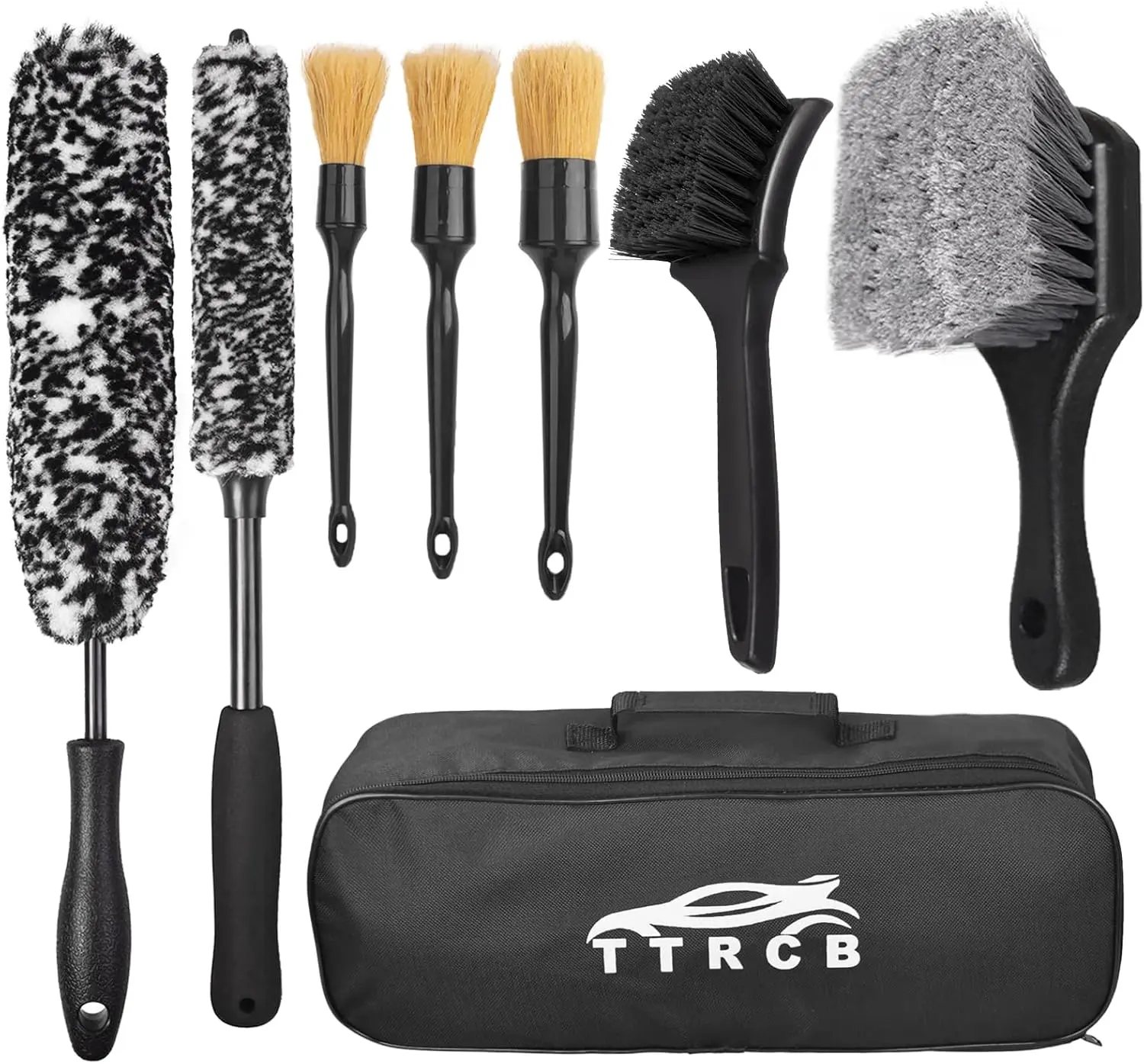 8Pcs Wheel Brush, Tire Brush, Wheel Cleaner Brush Set for Men‘s Gift - 2 Soft Wheel Cleaning Brushes, Detailing Brush & Hard Tire Scrubber, Flexible and Durable Rim Cleaning Brush Kit for Wheels and Tires