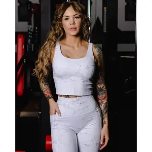 Women's Classic Crop Top - White Marble