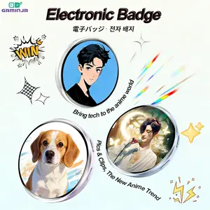 Smart Electronic Badge, Pin Badge With a 1.7-inch HD Touchscreen, Customize It With your Own Images of Pets, Anime Characters, Landscapes, And More, Portable and Versatile, Perfect For Anime and Gaming Collectibles, A Unisex Gift