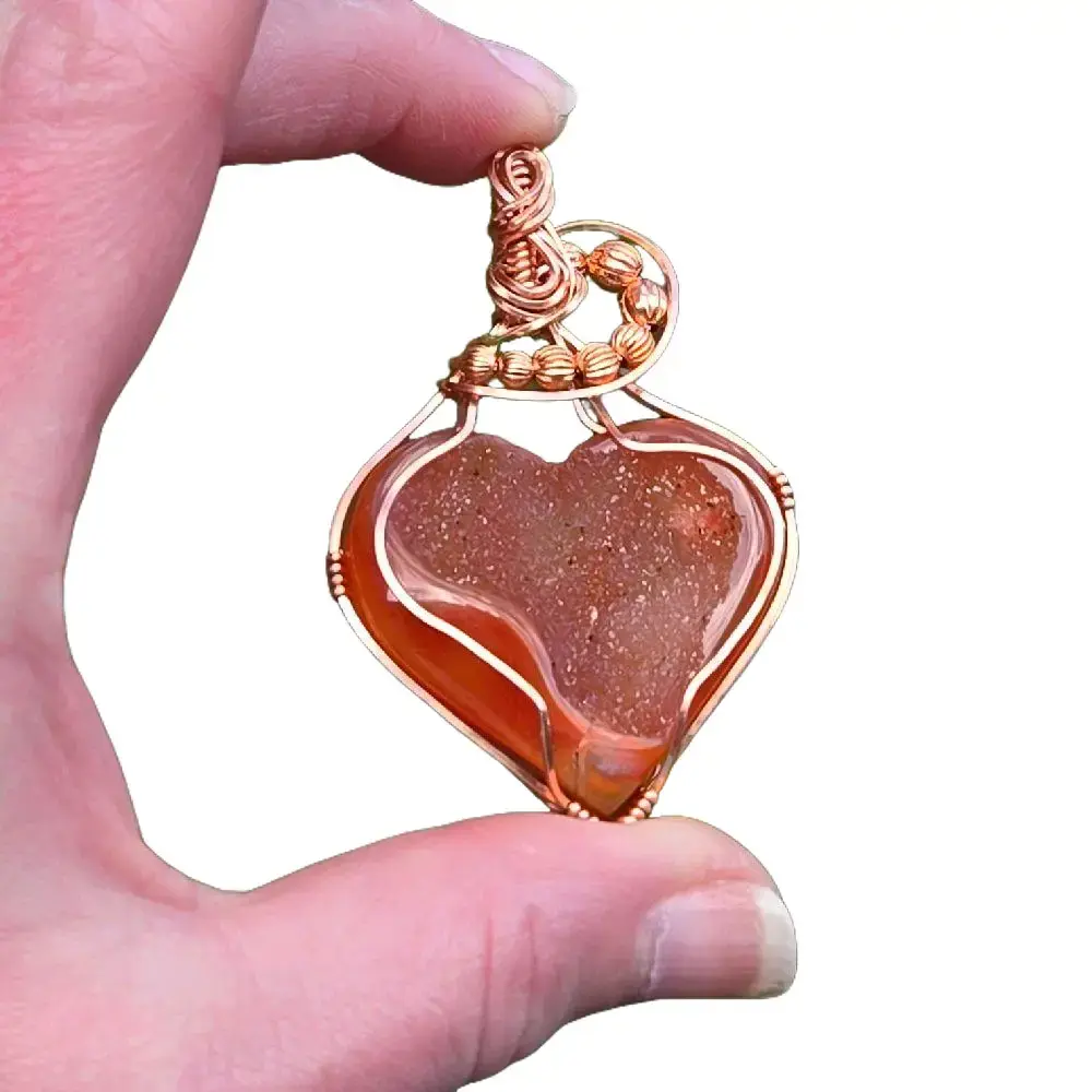 Drusy Carnelian Heart Pendant