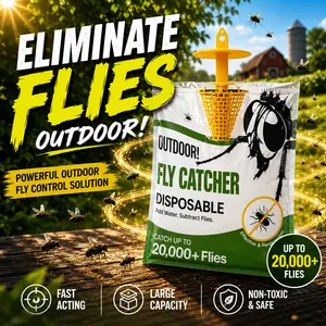 SCARILPEST Outdoor Disposable Fly Trap – Hanging Fly Catcher with Attractant Bait, Fly Bag for Patio, Yard, Trash & Farm Areas – Easy-to-Use Outdoor Fly Control - 8 Traps