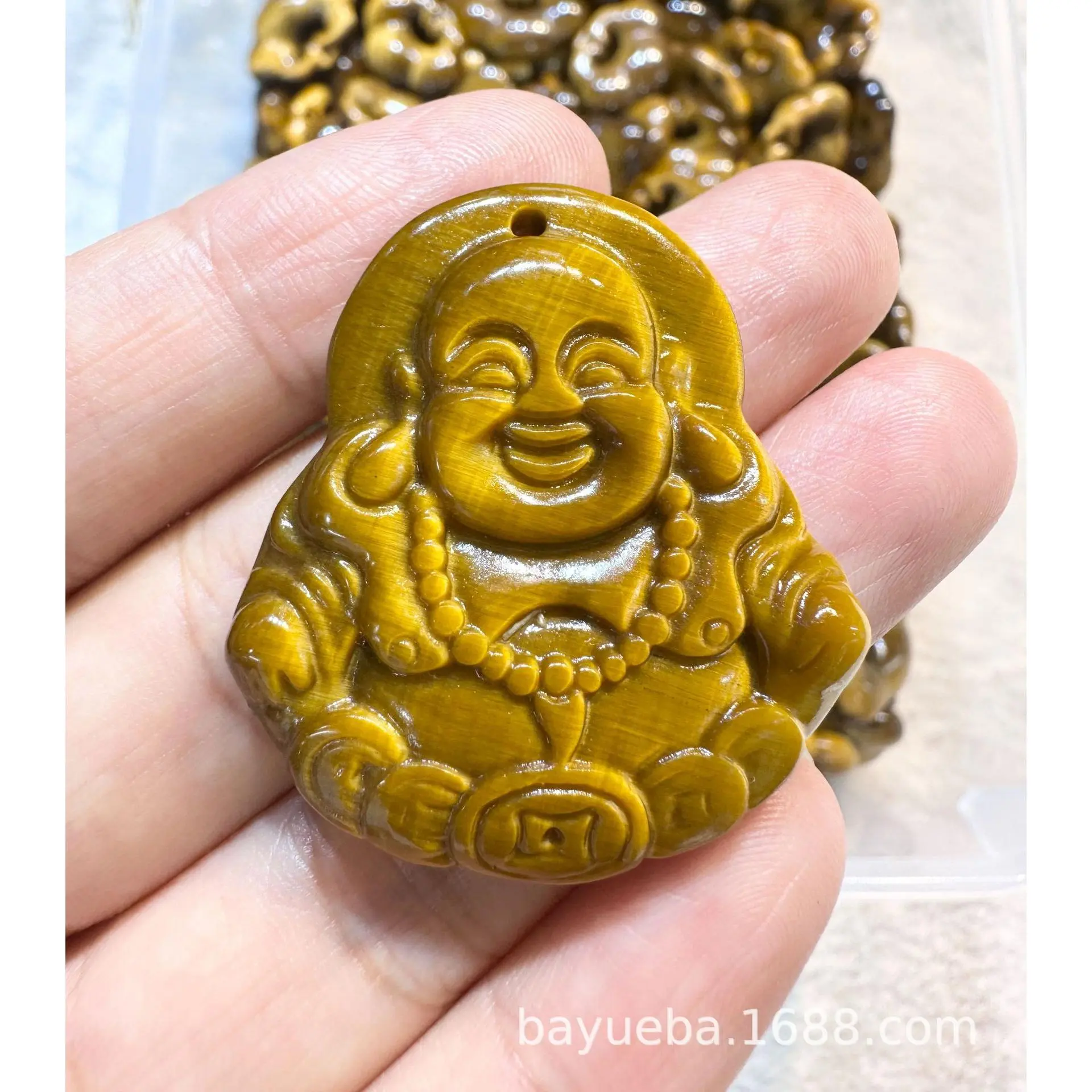Tiger Eye Stone Buddha Head 37 * 33 * 9M