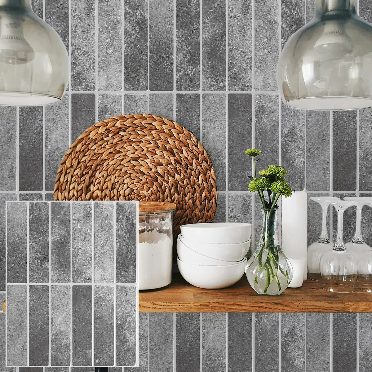 Aadesh Self-Adhesive PET Tile Wall Stickers, Kitchen Bathroom Decoration, Ready to Tear and Stick, Waterproof, Mildew Resistant, Oil Resistant, Suitable for Living Room, Kitchen, Bathroom