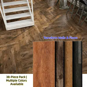 38 Piece Self-Adhesive Wood Grain Strips, Wood Grain Pattern, Multi-Color Options, Wall and Floor Use, No Glue Needed, DIY Renovation Easy