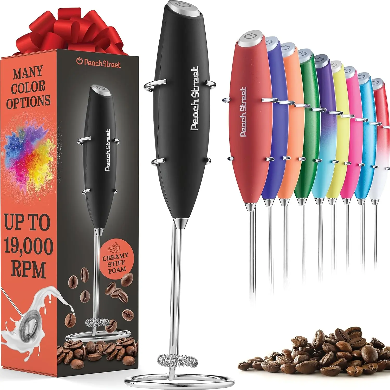 Powerful Handheld Milk Frother - Mini Stainless Steel Wand, Battery-Operated Drink Mixer with Stand, Ideal for Coffee Lovers, Home & Festive Party Supply Gift