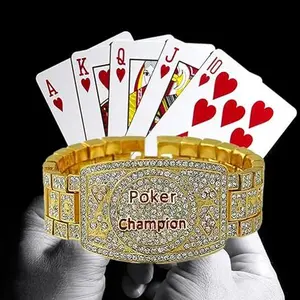 LUCKY POKER CHAMPION BRACELET GOLD SILVER FINISH ICED BLING FASHION JEWELRY SIMULATED DIAMOND