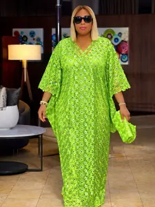 Radiant Lime Guipure Lace Kaftan
