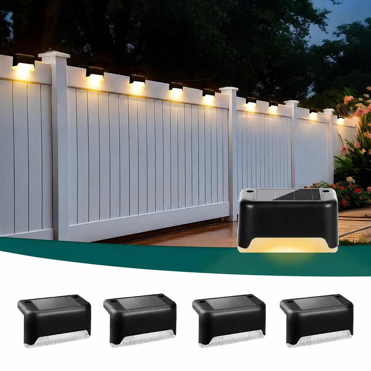 4PC Solar Deck Lights Outdoor, Solar Step Lights Waterproof Led Solar lights for Outdoor Stairs, Step , Fence, Yard, Patio, and Pathway(Warm White) dealsforyou summerwins