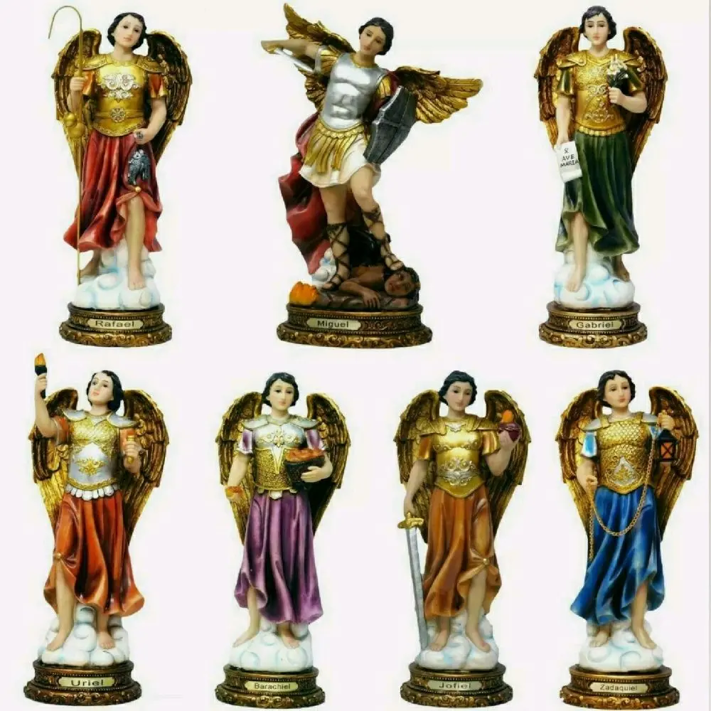 Set de 7 Arcangeles 8"Inches Tall Each 25131-8 San Miguel Arcangel, Gabriel, Rafael, Jofiel, Zadaquiel, Barachiel, Uriel  Archangel Estatua Brand New Religious Decor Boxed Set