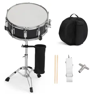 14x5.5in Beginner Student Snare Drums Set - Includes Mute Pad, Drumstick Holder, Carry Bag, Strap, Drumsticks, Black Hardware, Portable Compact Practice Drums Setup