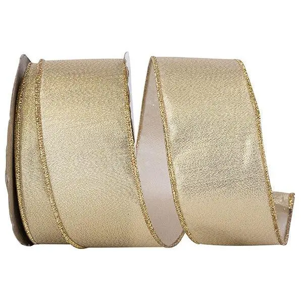 Outdoor Ribbon -- Gold Color -- Metallic Texture Shine Commercial Heavy Wire Edge -- Various Sizes