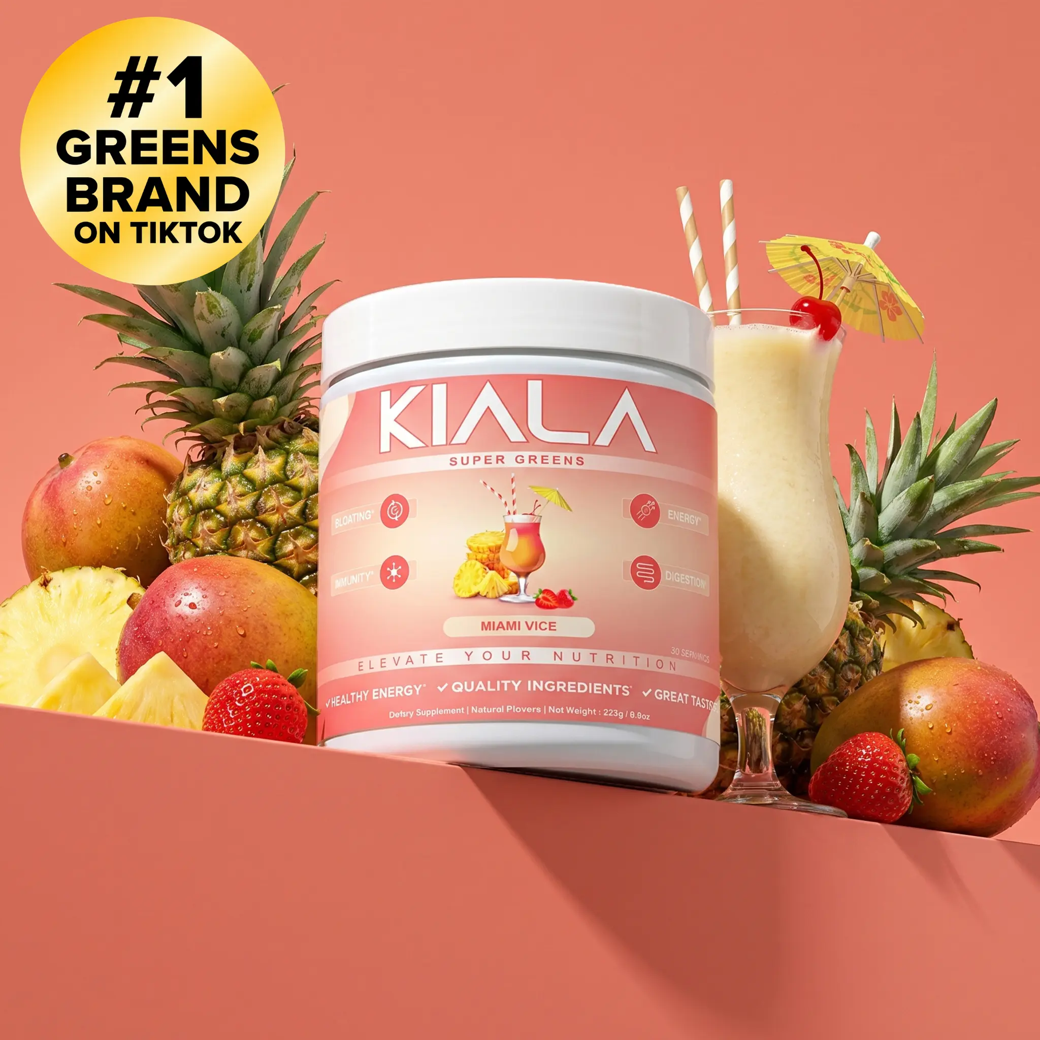 Kiala Nutrition Miami Vice Organic Super Greens Powder Dietary Supplement