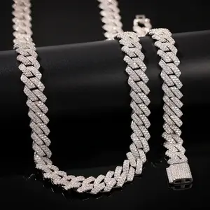 UURiel  Iced Out 14mm Miami Cuban Link Chain Necklace With Box For Men and Women Jewlery Jewellery Fashionable Style Modern Twists
