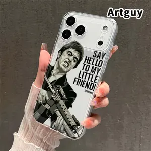 Phone case for iPhone 17 15 16 14 Pro Max 13 12 11 Air XR XS E Scarface's Threatening Gesture Non-Yellowing Shockproof Soft Silicone Transparent Cover