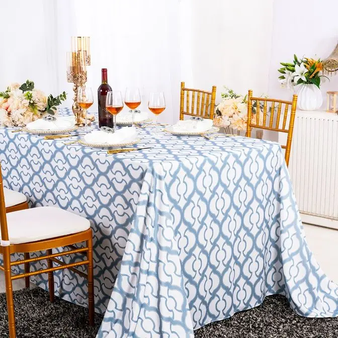 90"x132" Seamless Rectangular Miramar Scuba (Wrinkle-Free) Tablecloth - Dusty Blue (1pc)