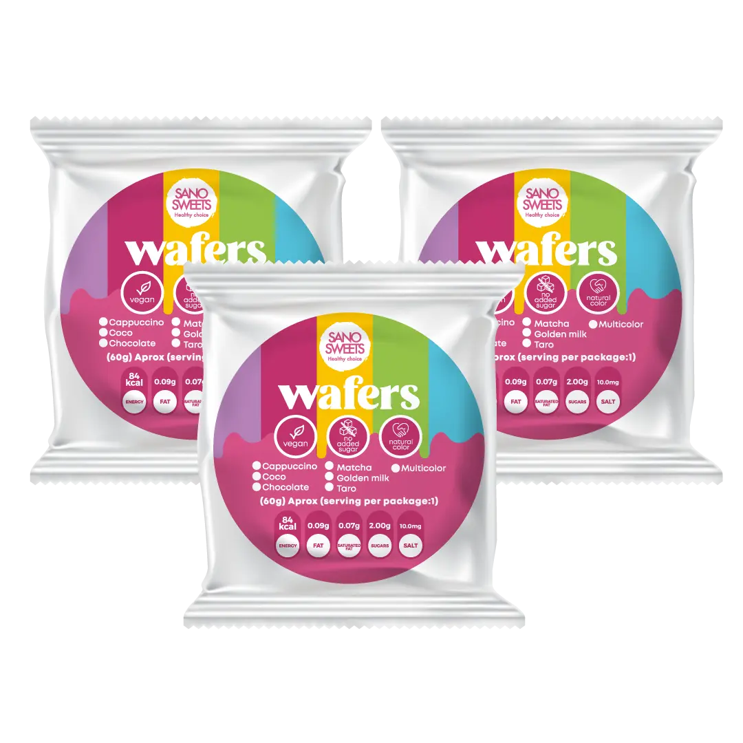 Wafers 3 Pack - 60 g each | Multicolor mix flavors | Perfect Healthy Snack for Any Occasion | No sugar added, Vegan