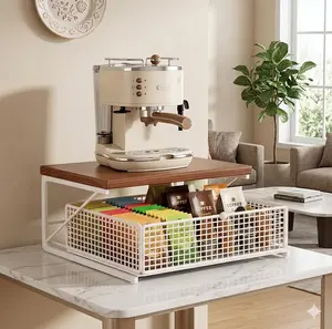 Coffee Pod Holder,Sliding Coffee Pod Storage Drawer,Coffee Machine Storage Rack, Countertop Storage Rack,Suitable Coffee Machines, Utensils,Spices