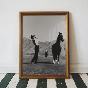 Vintage Cowboy Golf Poster Wall Art, Retro Black and White Western Golf Photo, Cowboy Golfer Sports Art Print (No Framed)