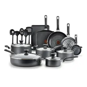 Level up your cooking game with 20-piece non-stick cookware in Grey!