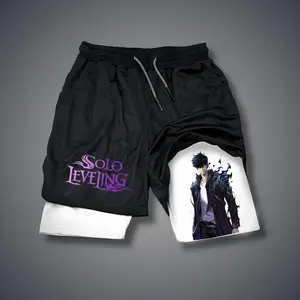 Solo Leveling  80s 90s summer men shorts for men jorts outfit men graphic shorts Double-layer sports shorts Comfortable short shorts summer