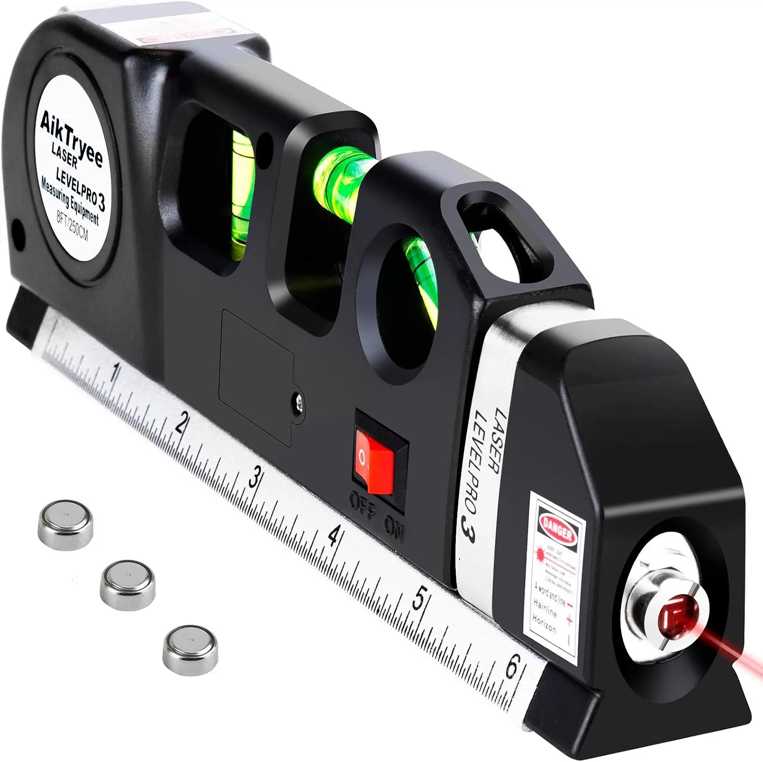Laser Level Line Tool, Multipurpose Laser Level Kit Standard Cross Line Laser leveler Beam Tool with Metric Rulers 8ft/2.5M for Picture Hanging cabinets Tile Walls