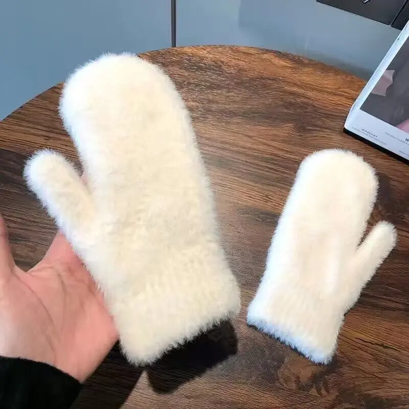 Women's Thick Velvet Fitted Stretch Finger Gloves - Cold-Hardy, Flexible, Form-Fitting, Frost-Proof, Insulating Autumn Winter Cold-Proof Cycling Accessory, Christmas Themed Fashion Glove, Cold-Hardy Women's Gloves, Flexible Women's Gloves