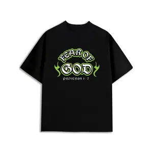Fear of God T-Shirt mens Christianity round neck T-shirt black 180G 100% Cotton Comfortable loose and fashionable T-shirt spring and summer clothing religious prints expressing faith Comfortable elastic fabric