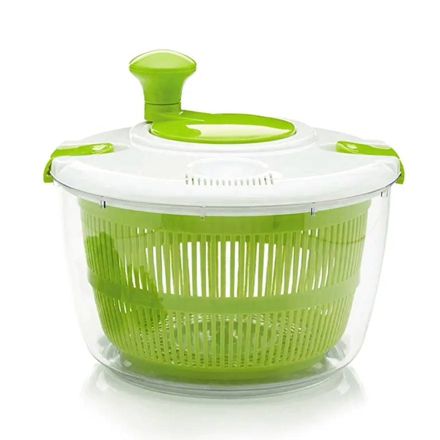 Large 3Qt BPA-Free ABS Plastic Salad Spinner, Transparent Salad Bowl & Kitchen Utensil, Easy-Crank Vegetable Washer Dryer for Meal Prep (Greens, Fruits)