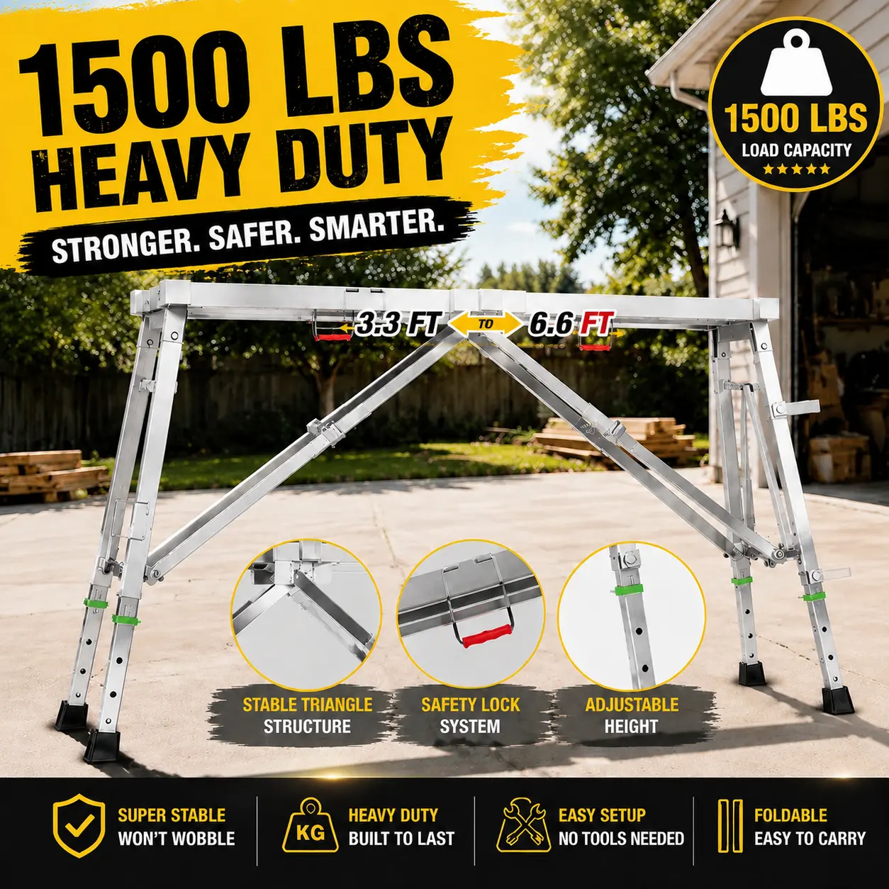Step ladder telescopic scaffolding