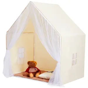 VEVOR Kids Play Tent,  Kids Tent for Kids 1-5 Years Old, Toddler Tent with Mat and Tent Lamp, Tent for Kids with Windows for Indoor and Outdoor, Yurt Tent for Boys and Girls, Beige