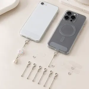 20pcs New Cute Silver Phone Case Holder with Beadable Keychain Bar summerwins