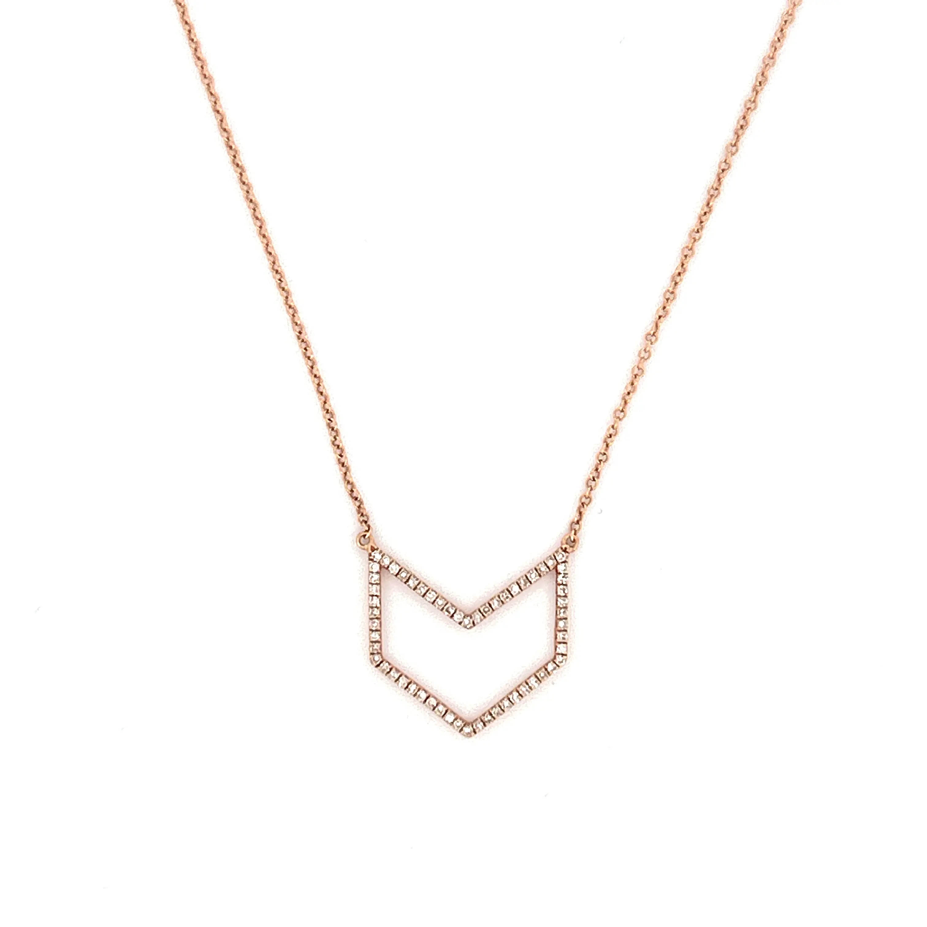 14K Gold Chevron Diamond Pendant