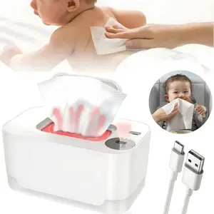 Baby Wet Wipe Heater with LED Light, Adjustable Temperature 55-65°c, Portable USB Powered, Large Capacity, Perfect Gift for Newborns
