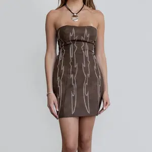 Embroidered Western Dress (Brown)