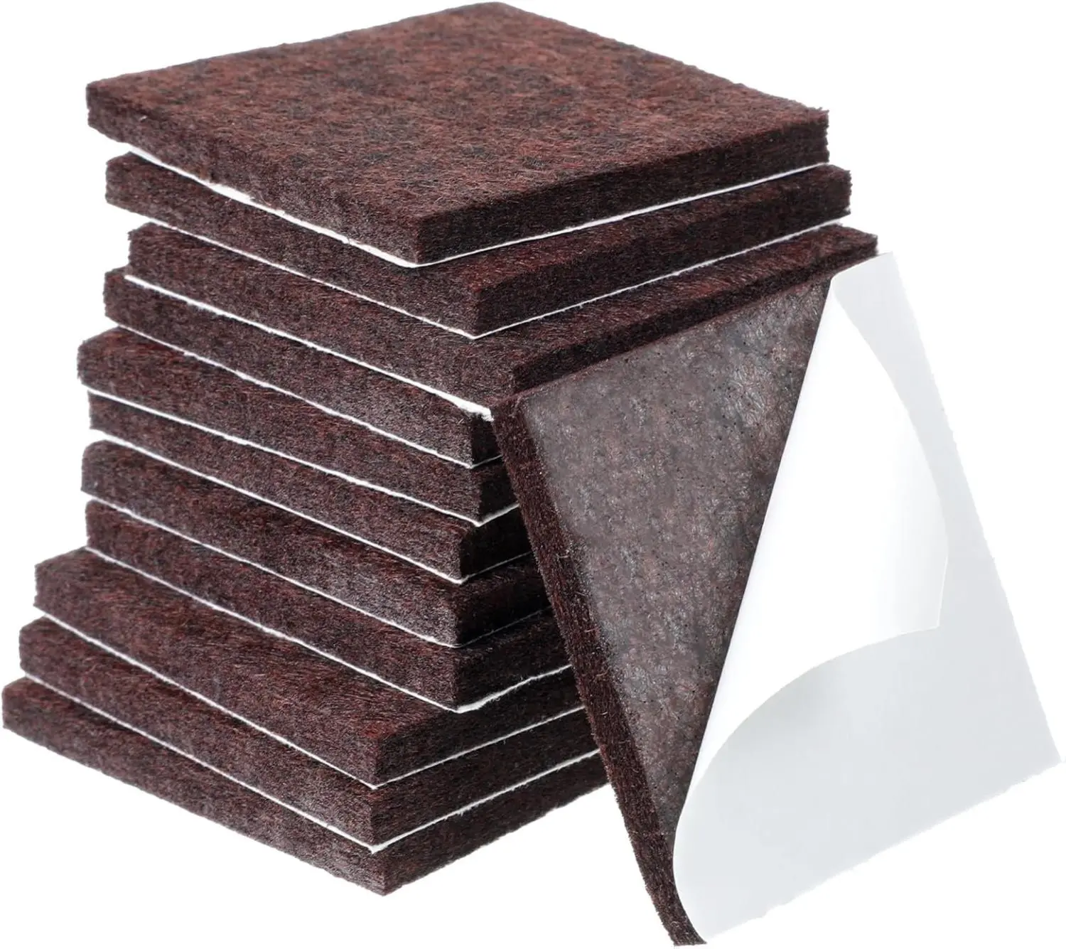 12Pcs Brown Square Felt Furniture Pads - 2in x 2in Self-Adhesive Cuttable Floor Protectors, Anti-Scratch Table Leg Guards with Anti Vibration Rug Grip Pads for Hardwood Floors, Anti Vibration Rug Grip Tape & Pads