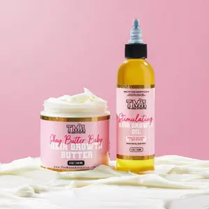 THE MANE ATTRACTION Hair Growth Bundle Stimulating Hair Growth Oil & Shea Baby Butter Cream for Healthy Natural Haircare Moisturizing Nourishing Hydrate
