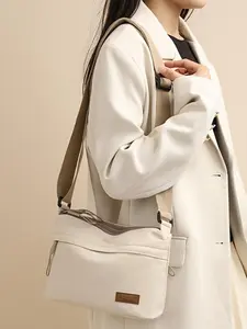 Unisex Nylon Crossbody Bag, Large Capacity Multi-Layer Zipper Pockets, Adjustable Shoulder Strap, Lightweight Casual Handbag for Travel & Daily Use, Zipper Crossbody Tote