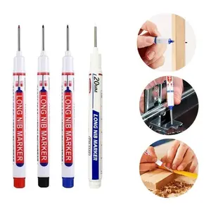 Deep drilling long nib marker, 20mm tip deep hole pen, quick-drying waterproof marker, woodworking marker, suitable for marking pen on wood, wall, plastic, cardboard construction site