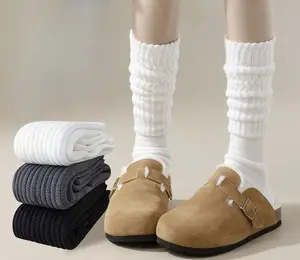 Socks for Woman 6 Pairs  Scrunch Socks Soft High Boot Socks Warm Thick Knit Woman Long Socks（2 pairs gray, 2 pairs white, 2 pairs black）