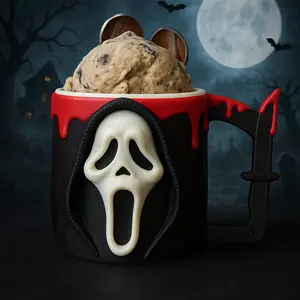 Ice SCREAM Pint Holder Spooky Fun & Functional Halloween Scoop Scary 3D Printed Ice Cream Pint Holder for Horror Fans & Ice Cream Lovers with Iconic Mask Design