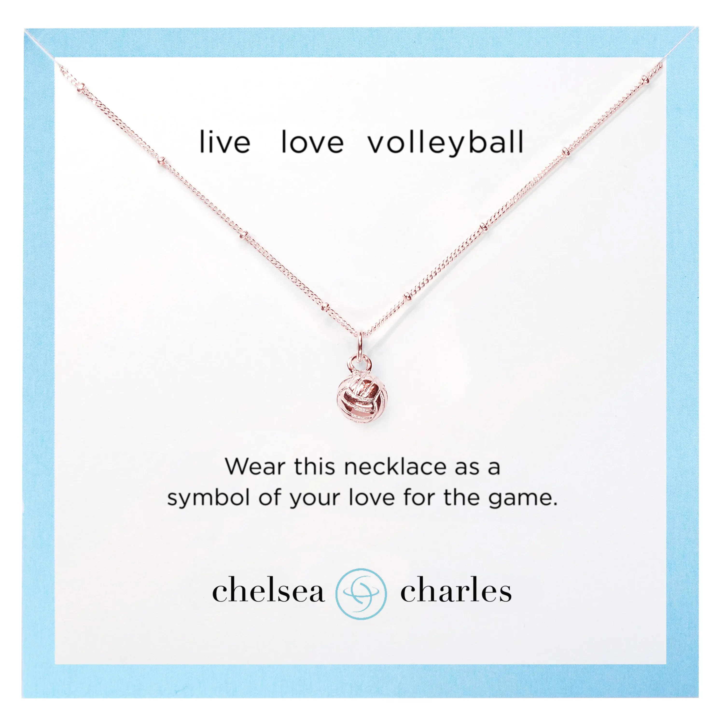 CC Sport Rose Gold Volleyball Charm Necklace