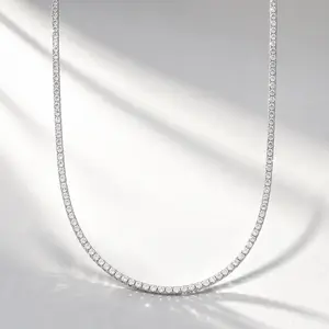 Men’s Hip-Hop Iced Out Tennis Chain Necklace, 4mm Faux Diamond Square Necklace, Luxury Unisex Jewelry, Father’s Day Gift