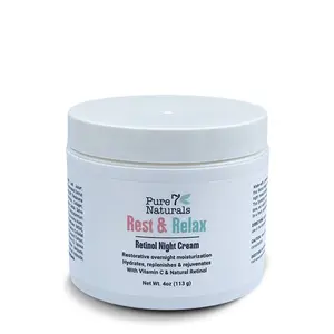 Pure 7 Naturals | Rest & Relax Retinol Night Cream for Fresh, Rejuvenated, & Age Defying Skin Evening Moisturizer