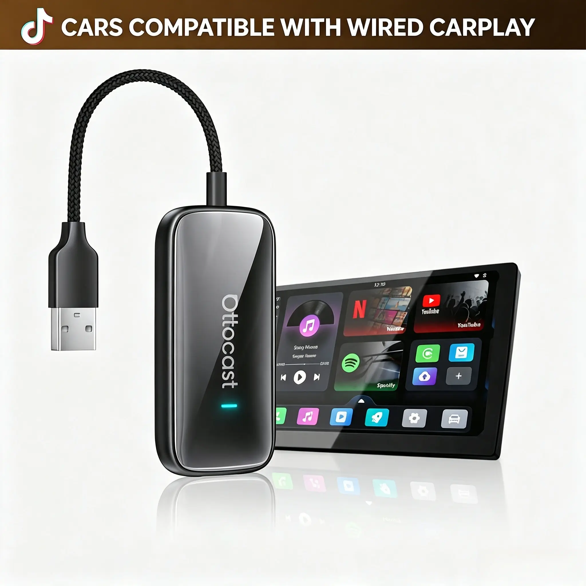 【CARS COMPATIBLE WITH WIRED CARPLAY】OTTOCAST Play2Video Ultra 2026 Upgrade Magic AI Box Car Watch Video Devices, Wireless CarPlay Android Auto Video Adapter 3 in 1 Built-in Netflix/YouTube Android 12 System