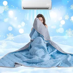 1pc Double-sided Cooling Blanket – Soft and Breathable Air Conditioner Quilt, Air Conditioning Blanket with Q-max>0.4 for Strong Cooling Effect, Lightweight and Cool for Bed, Sofa, Travel, Fits Multiple Bed Sizes