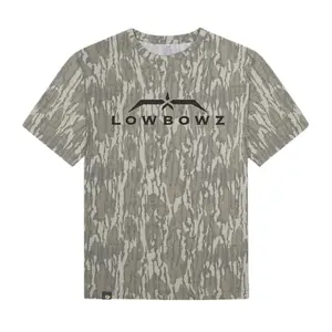 Black LOWBOWZ Letter Washed Out Tee Mossy Oak Original Bottomland, Mossy Oak Original Bottomland Black LOWBOWZ Short Sleeve Shirt T