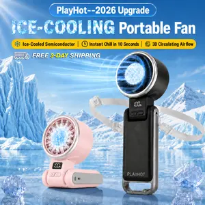 PLAYHOT Cool Fan,New Ice Cooling Handheld Turbo Fan Portable PlayHot Rechargeable Personal Fan 5 Speed 25550RPM Powerful for Travel Outdoor Camping Hiking Black,Summer&Party Essentials summerwins