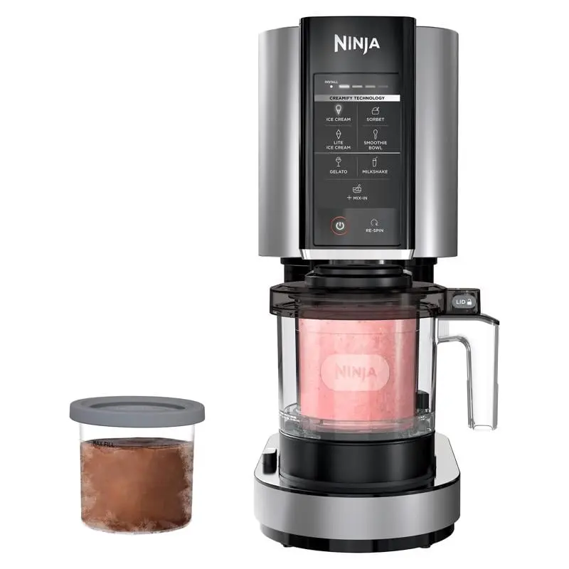 NINJA Creami Ice Cream Maker - 0.5 qt Capacity, 12 in Length, Silver, 16x7x12 in Dimensions, Dishwasher Safe Icecream Machine for Kitchen Appliances