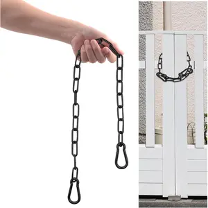 20'' Black Gate Chain Lock with Carabiners Barn Chain Link Gate Latches for Outdoor Fences Dog Cage Backyard Stall Supplies